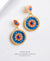 EDEN + ELIE double circle statement drop earrings - barcelona blue