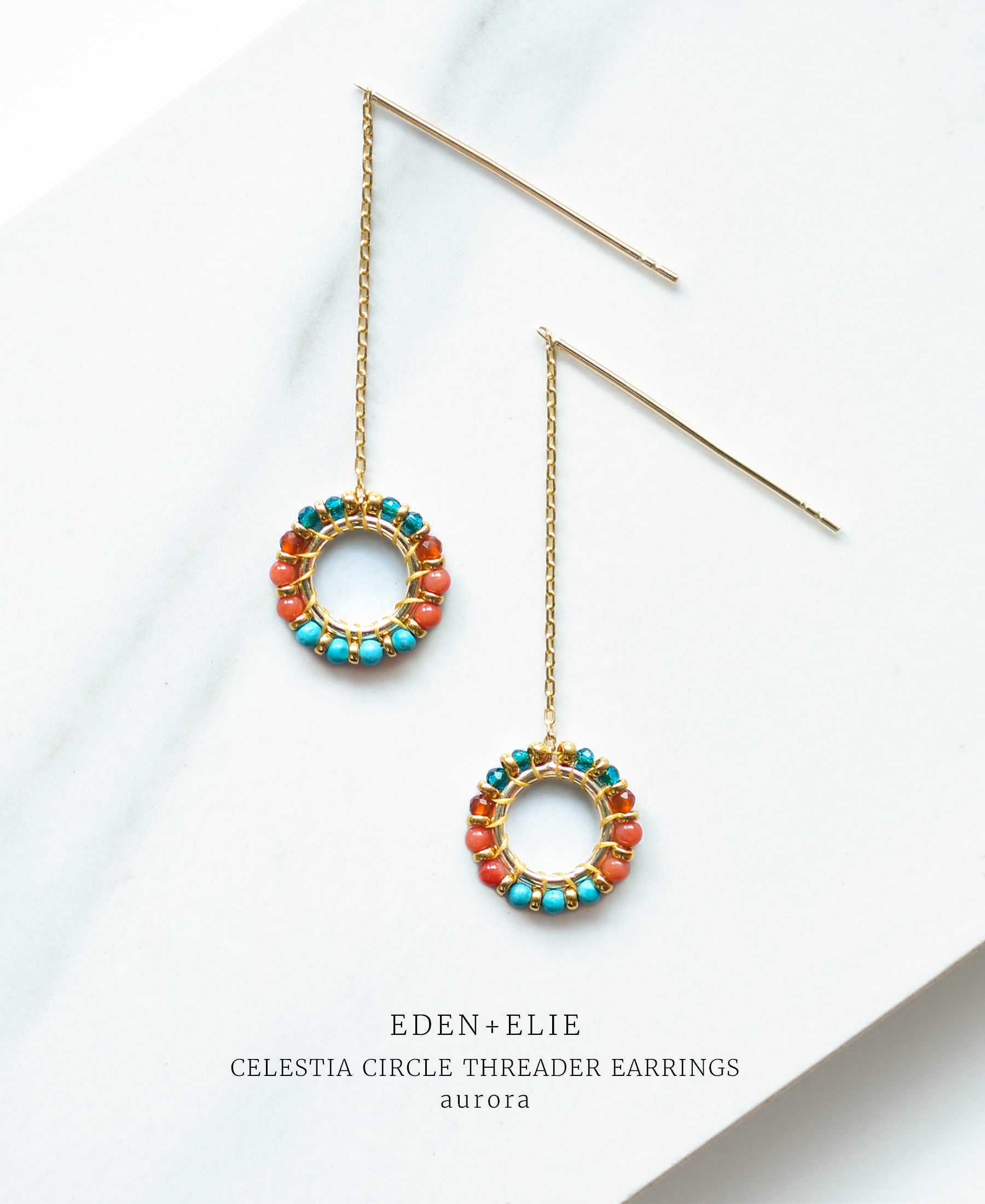 EDEN + ELIE Celestia Circle Threader Earrings - Aurora