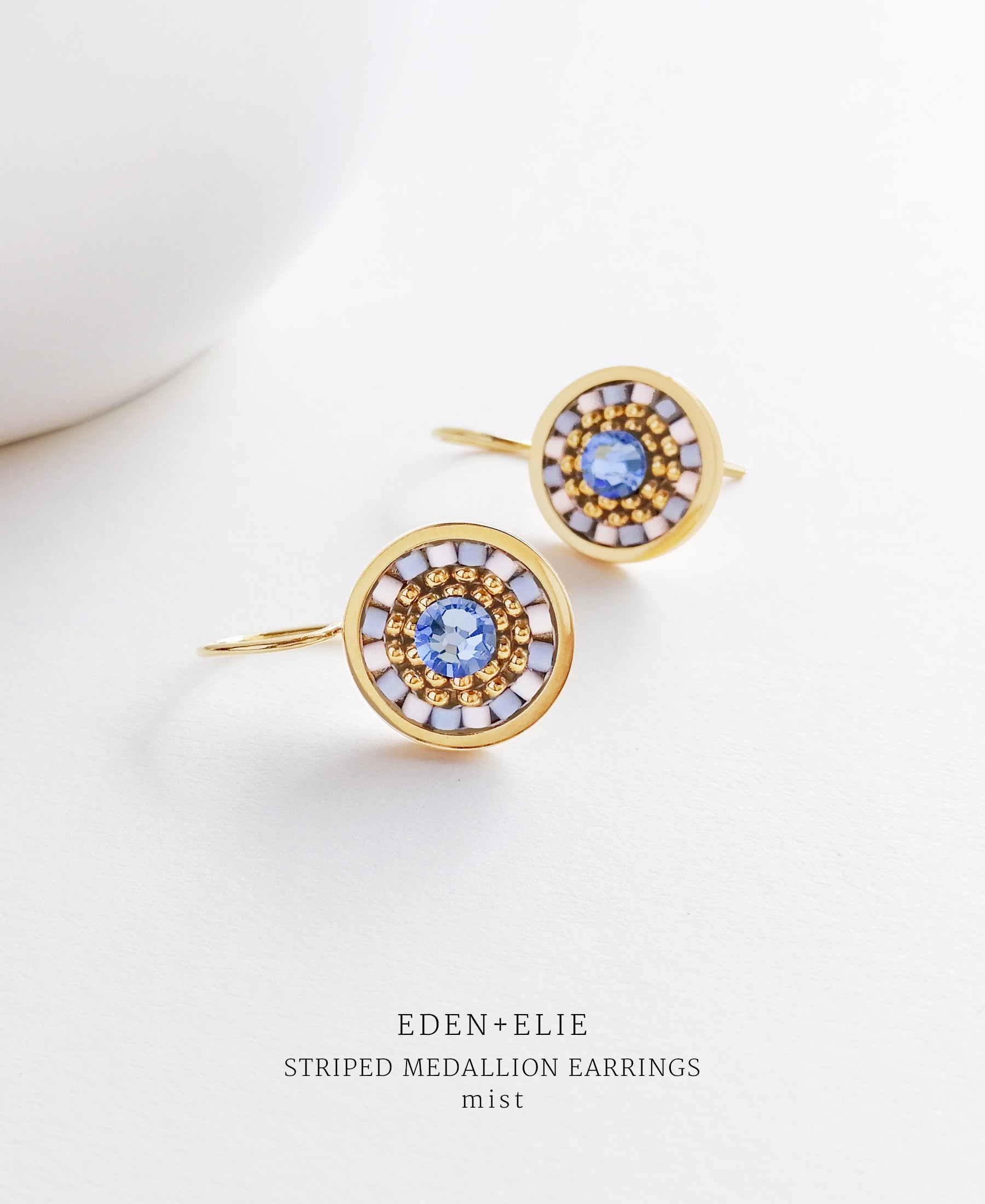 EDEN + ELIE Striped Medallion drop earrings - mist