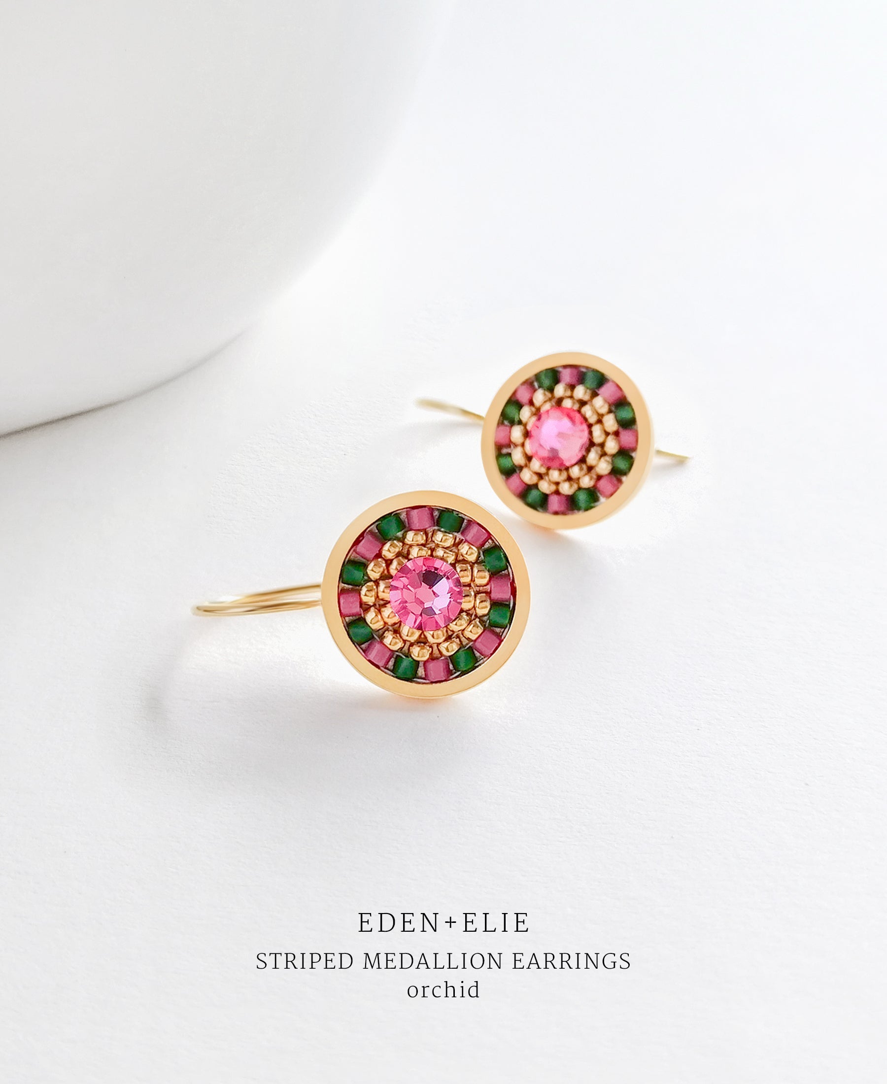 EDEN + ELIE Striped Medallion drop earrings - orchid