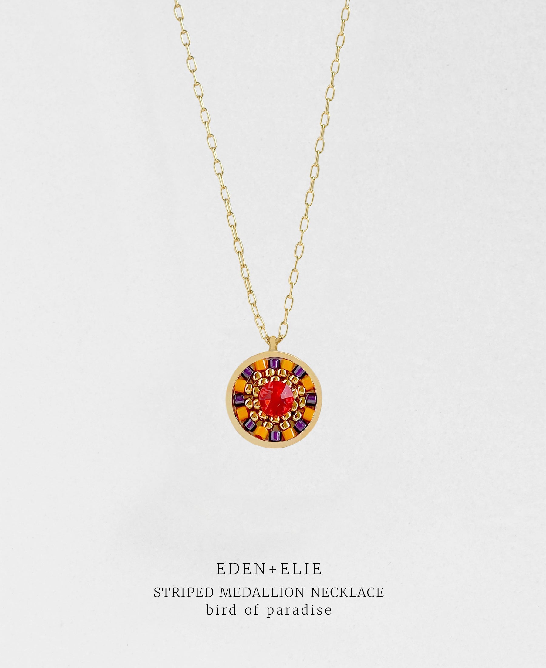 EDEN + ELIE Striped Medallion necklace - Bird of Paradise