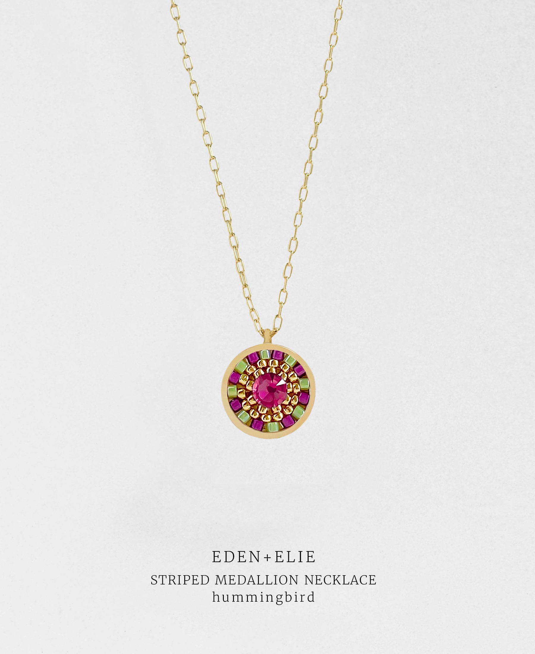 EDEN + ELIE Striped Medallion necklace - Hummingbird