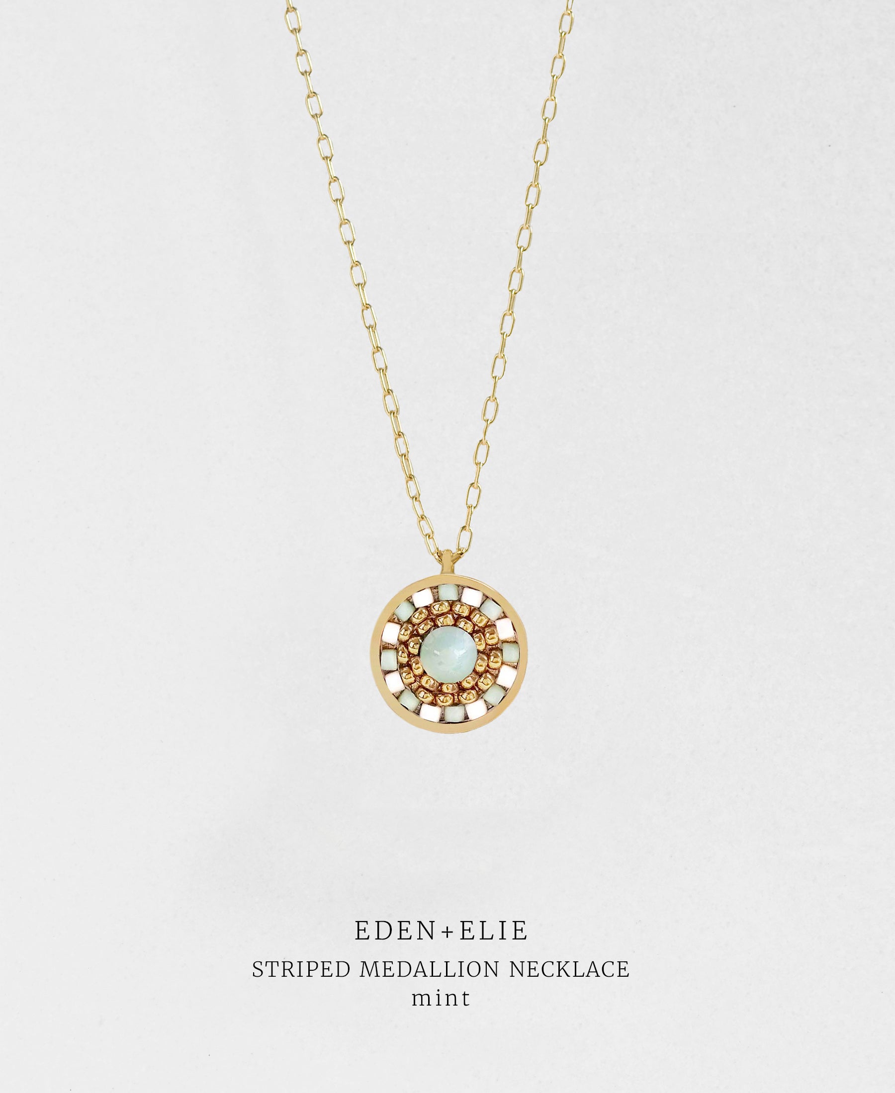 EDEN + ELIE Striped Medallion necklace - Mint