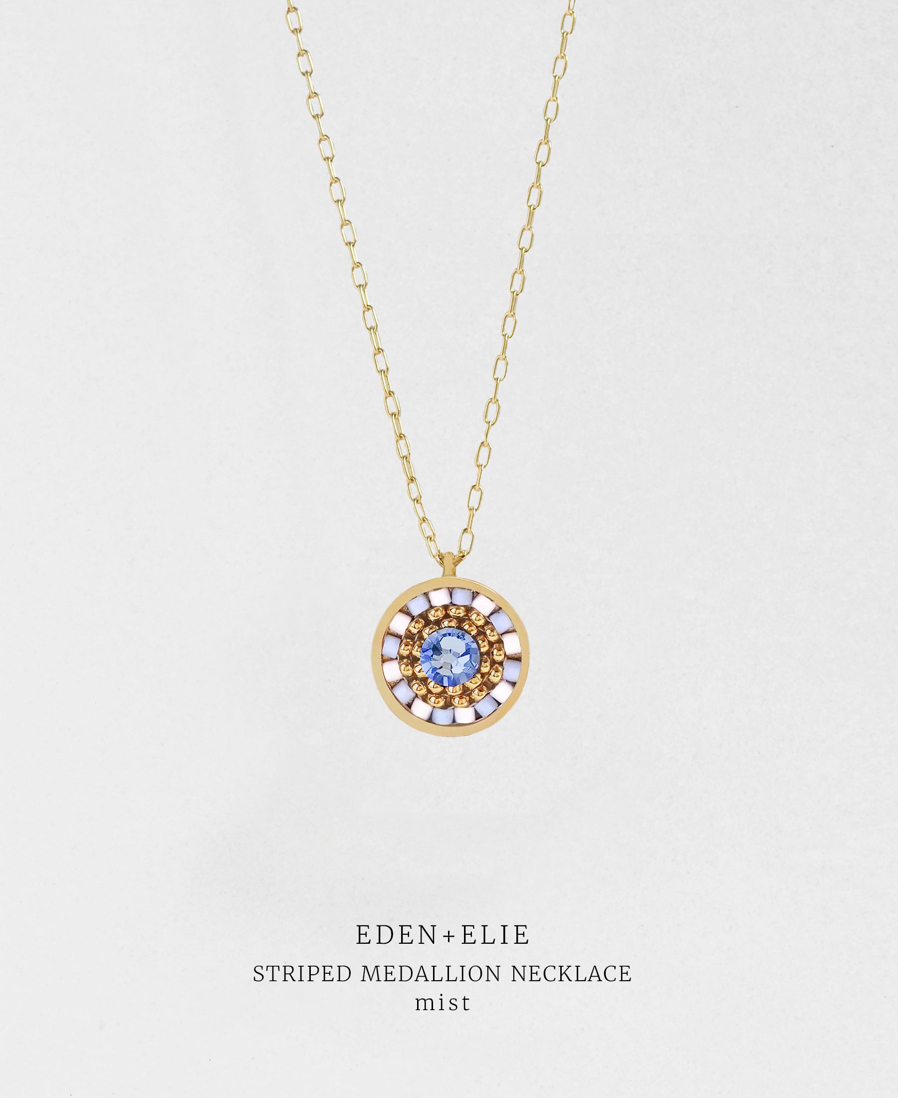 EDEN + ELIE Striped Medallion necklace - Mist